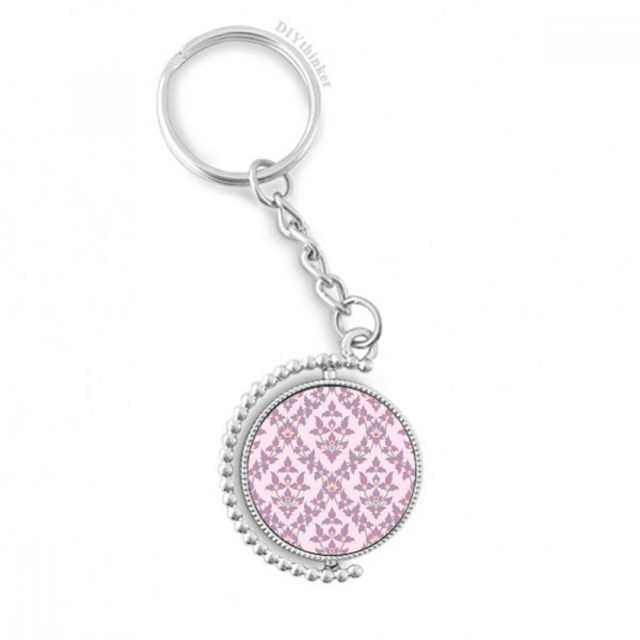 lilac colour decorative classic flowers rotatable keyholder disc accessories chain clip