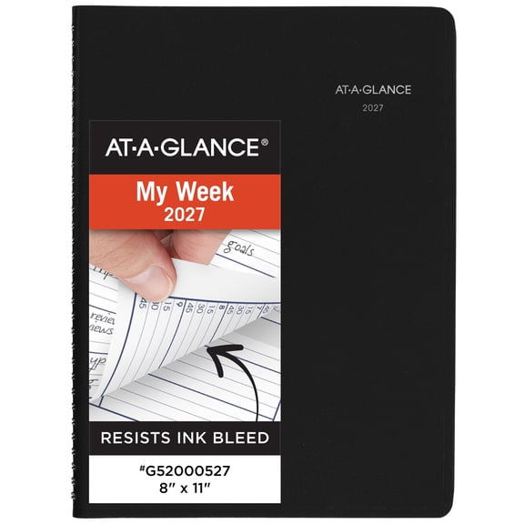 AT-A-GLANCE DayMinder 2027 Weekly Appointment Book Planner Black Large 8 x 11 -