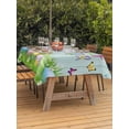 thumbnail image 2 of Outdoor Tablecloth with Umbrella Hole and Zipper, Easter Rectangle Table Cloth 54x80 Inch Waterproof Tablecloth, Spring Easter Eggs Bunny Butterflies Wooden Grain Picnic Table Cover for Patio Camping, 2 of 7
