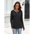 thumbnail image 3 of Zeagoo Women's Ribbed Knit Tops Long Sleeve Crew Neck Tees Decorative Pocket Button Shoulder Casual Basic Tee Shirts, 3 of 8
