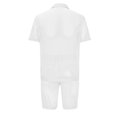 thumbnail image 3 of VBTAPA Men Hawaiian Beach Sets 2 Piece Mesh Outfits Short Sleeve Button Down Shirts and Drawstring Waist Shorts Set Breathable Summer Outfits Sales of Today White XXXL, 3 of 5