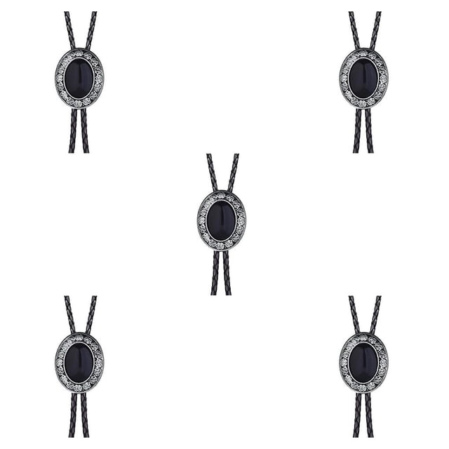 Qarigey Bolo Tie para hombres Corbatas occidentales con cordón de cuero de PU Collar colgante de piedra Corbatas para hombres Decoraciones para el día Ágata negra 5piezas Qarigey CBP189633
