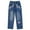 Blue-2159, variant on KIDSCOOL SPACE Ruffled Elastic Waist Colorful Button Decor Vertical Pocket Jeans for Girls,3-4 Years