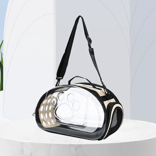 Pet Cat Travel Bolso al aire libre Cachorro transparente Cápsula Bolso de hombro (Oro S)