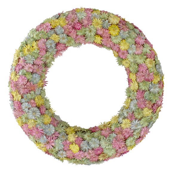 Multi-Colored Daisy Artificial Spring Floral Wreath 10-Inch