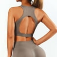 thumbnail image 6 of Feancey Racerback Sports Bras for Women High Impact Workout Yoga Bra Comfy Hollow Out Wireless Bralettes Solid Color Casual Everyday Brassiere Khaki L, 6 of 6