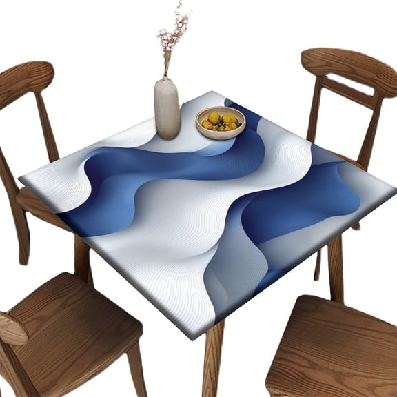Square Fitted Outdoor Tablecloth, Abstract Geometric Pattern Printed on Oilproof Fitted Table Covers, Ideal for Sunday Brunch Home Dining, Fit for 36" x 36" Square Tables