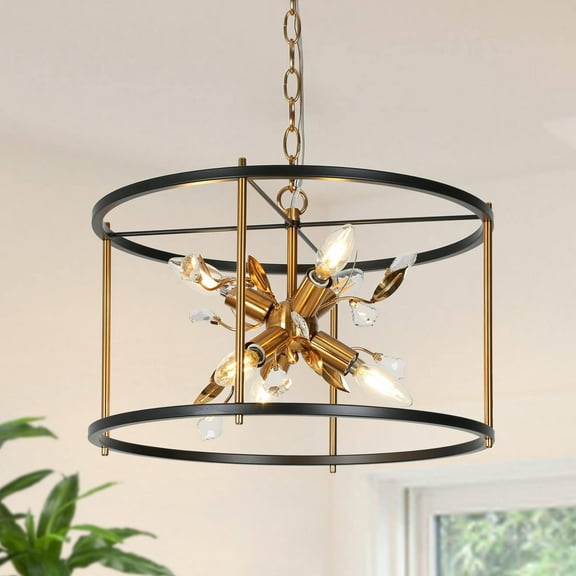 LNC Aeyilana 3-Light Matte Black Modern/Contemporary Led Cage Chandelier