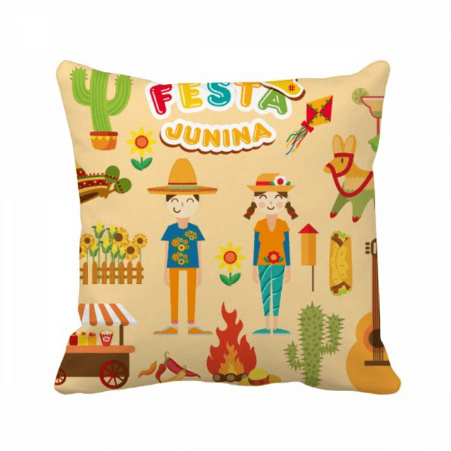 Housse de Coussin pour Canapé Illustration de Festival de Guitare Cactus Feu