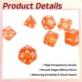 thumbnail image 3 of Polyhedral DND Dice Set, 7 Pcs DND Acrylic Dice for RPG Role Playing Table Games Tabletop Gaming Accessories, Transparent Orange, 3 of 6