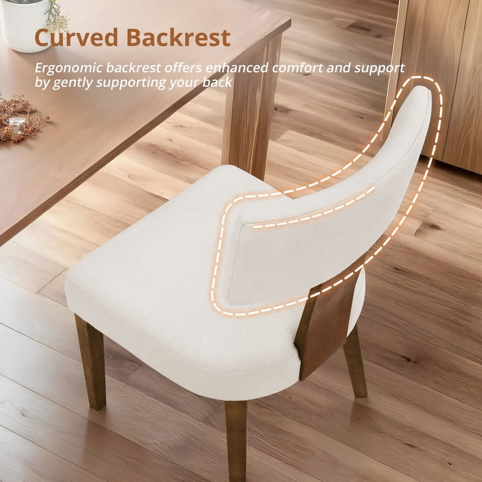 Dycanpo Dining Chairs Set of 4,Upholstered Mid Century Modern Round Dining Room Chairs for Living Room,Beige