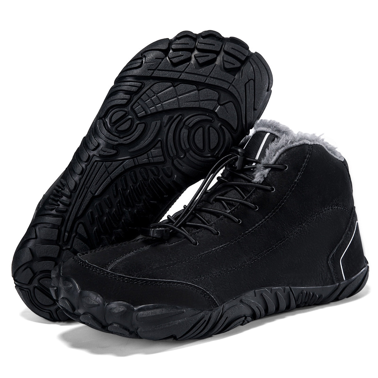 Modisza Mens Womens Barefoot Snow Boots Minimalist Zero Drop Winter Shoes Fleece Lined Ankle Sneakers for Hiking Walking Outdoor