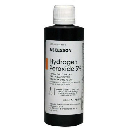 McKesson Hydrogen Peroxide Topical Solution, 4 ounce Bottle, 3% Strength, 24 Count