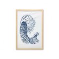 thumbnail image 1 of Sea Wall Art with Frame, Hokusai Inspired Atlantic Ocean Wave Colored Marine Hand Drawn Sketch Plain Background, Printed Fabric Poster for Bathroom Living Room, 23" x 35", Night Blue, by Ambesonne, 1 of 2