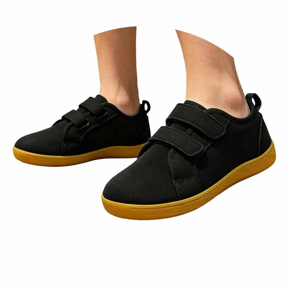 Yuncity Toddler Kids Sneakers Hook Loop Wide Toe Lightweight Casual Athletic Non- Outdoor Daily Wear Boys Girls Shoes Size 5-5.5 Years Black