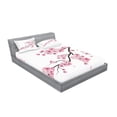 thumbnail image 2 of Ambesonne East Fitted Sheet & Pillow Sham Set, Japanese Cherry Branch, Calking, Pink White, 2 of 2