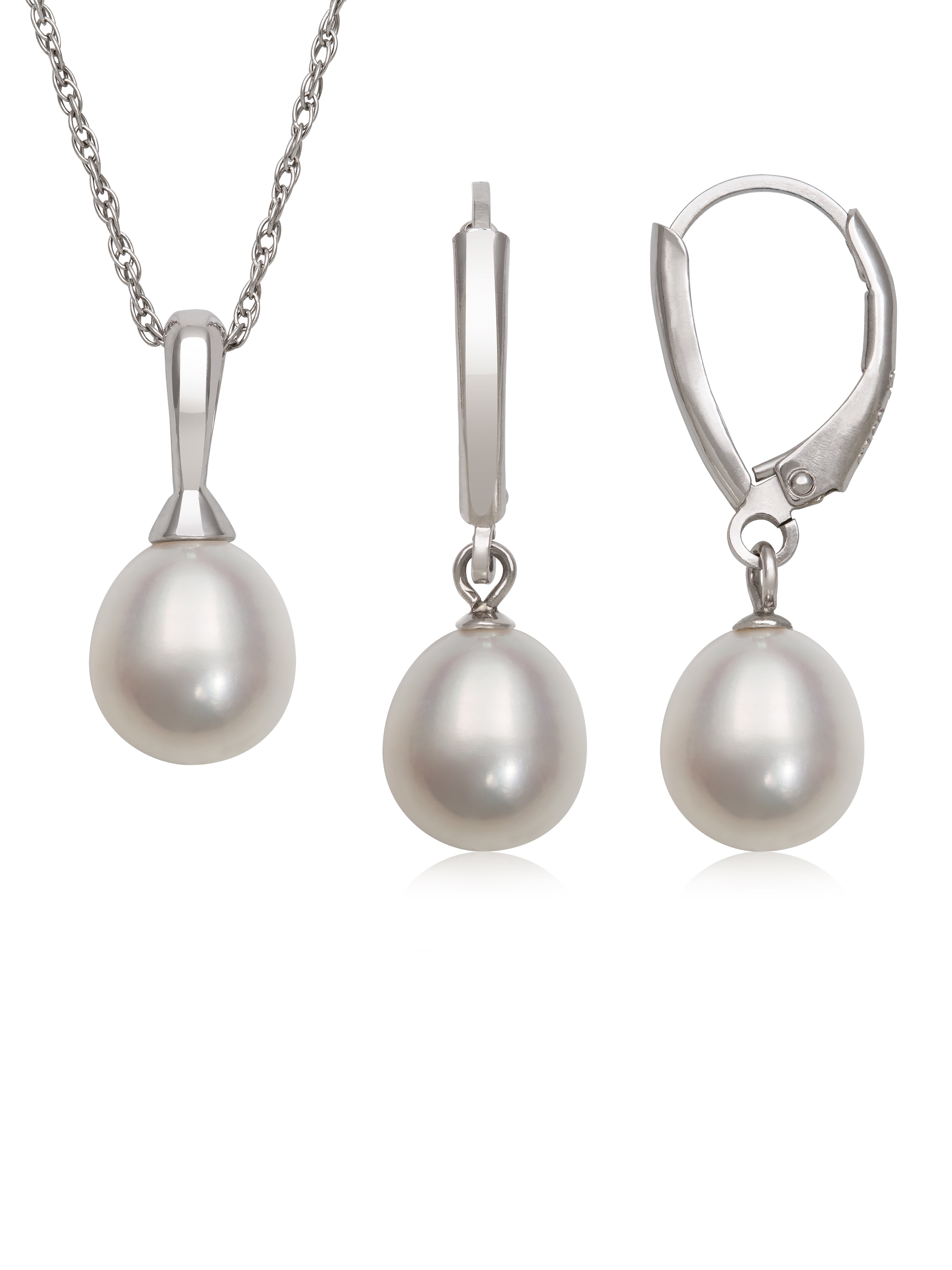 Sterling Silver 18in W// Rhodium-plated 7-8mm Coffee Freshwater Cultured Rice Pearl Necklace
