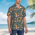 thumbnail image 3 of Pofeuu Wolf Fox In Flower Forest Print Hawaiian Shirt for Men Sleeves Casual Button Down Summer Beach Dress Shirts T-Shirts,Small, 3 of 7