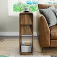 thumbnail image 5 of Lisicues Narrow Nightstand 2 Drawers with Open Shelf, Mid Century Modern Nightstands End Table, 2-Pack, Walnut, 5 of 8