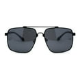 thumbnail image 1 of Mens Classic Airforce Crossbar Rectangle Metal Aviator Sunglasses All Black, 1 of 4