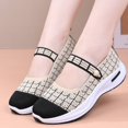 thumbnail image 4 of Soft Lightweight Grid Pattern Fly Knit Mary Jane Walking Shoes for Ladies, Breathable Casual Wedge Trainers with Cushioned Arch Support Insole, 4 of 4