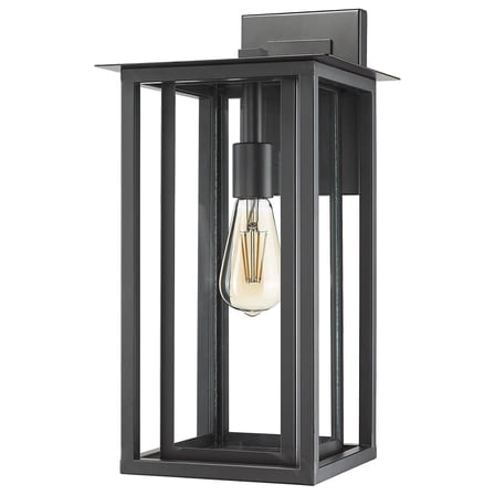 Labo Small Outdoor Lantern Wall Sconce Double Frames with Clear Glass, Matte Black