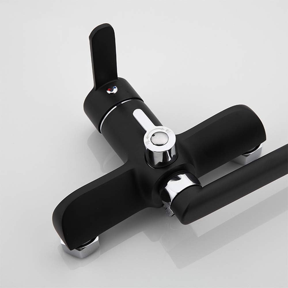 Bathroom Brass Bathtub Faucet Black Chrome Bath Shower Mixer Tap with ABS Handheld Shower Head and Stainless Steel Swivel Bathtub Spout