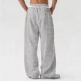 thumbnail image 6 of Wide Leg Sweatpants Men Elastic Waist Straight Leg Loose Fit Casual Sweat Pants Trousers with Pockets, 6 of 6