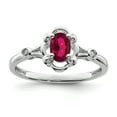 thumbnail image 1 of 925 Sterling Silver Created Ruby Diamond Ring Birthstone July Gemstone, 1 of 10