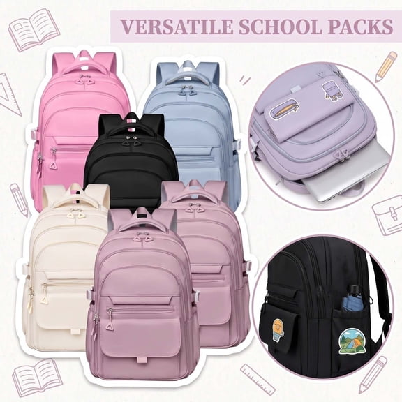 AHMOMEI Backpack 17.32", Large Capacity Multi Pocket Laptop Backpack with Adjustable Shoulder Straps, Waterproof Rucksack for Travel, Office & Outings Pink
