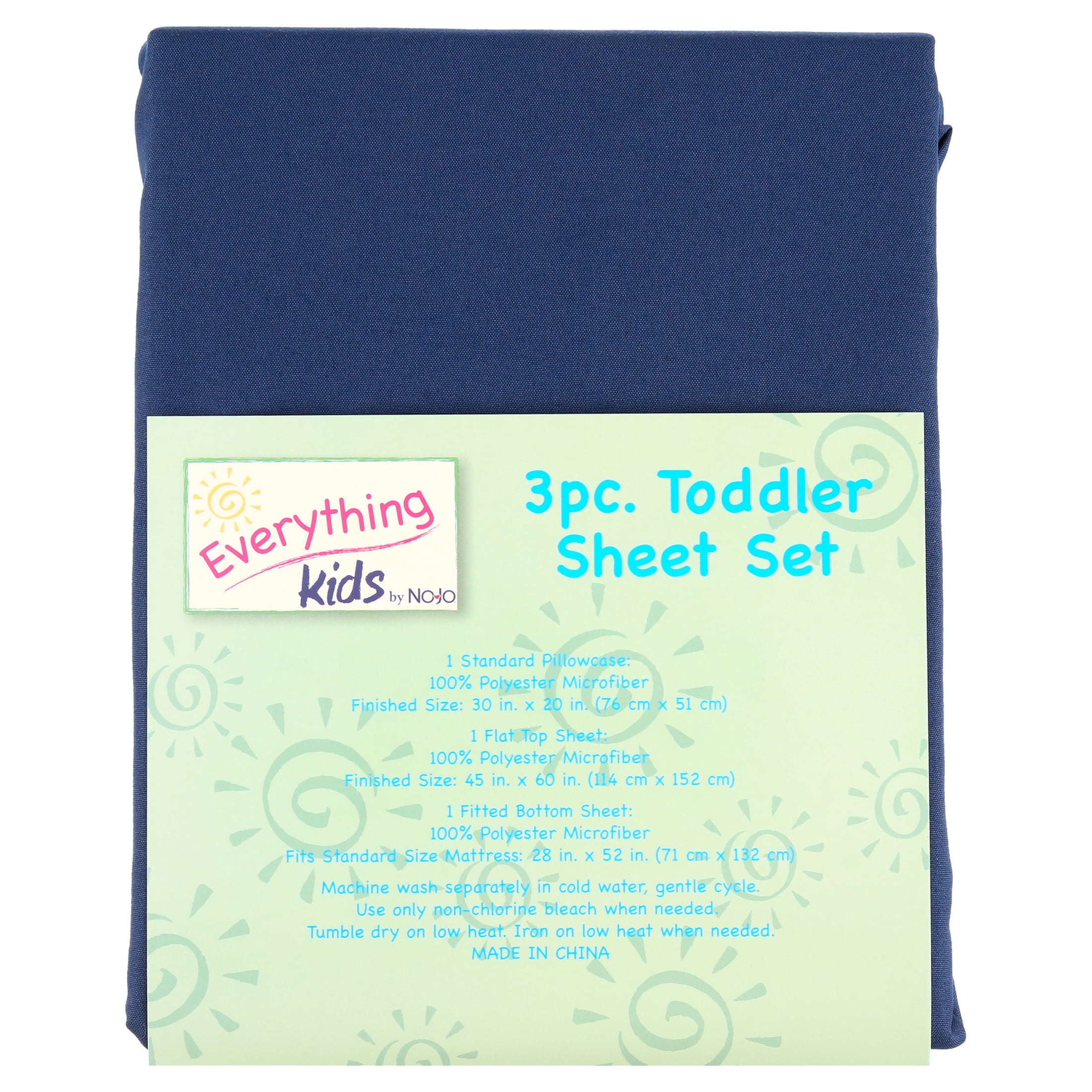 Everything Kids Navy Blue Solid Print Polyester and Microfiber Fitted Sheets Toddler Bed (Count 3)
