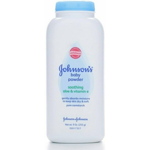 Johnson's Pure Cornstarch Baby Powder Soothing Aloe & Vitamin E, 9oz, 3-Pack