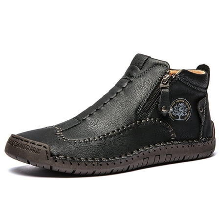 

Men‘s Lightweight PU Handmade Boots With Zipper