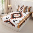 thumbnail image 2 of jejeloiu Southwestern Aztec Zipper Twin Comforter Sets with Fitted Sheet and 2 Pillowcases,Tribal Print Zipper Bedding Set For Boys,Brown White,Reversible,4-Piece, 2 of 7