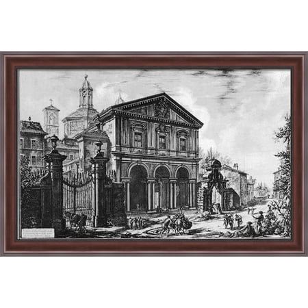 Vedute di Roma 40x26 Large Walnut Ornate Wood Framed Canvas Art by Giovanni Battista Piranesi