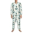 thumbnail image 3 of Salouo Anchors And Shells Print Button-Front Long Sleeve Pajama Set for Men, Soft 2Pjs Men's Long Sleeve Sleepwear-Large, 3 of 7