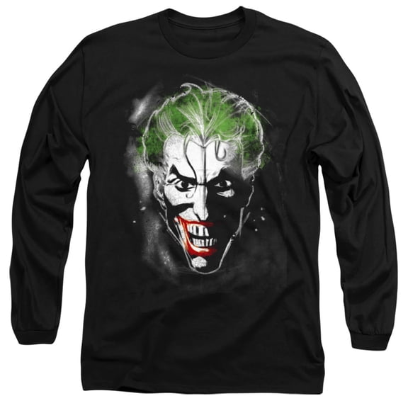 Batman Face Of Madness Long Sleeve Adult 18/1 T-Shirt Black