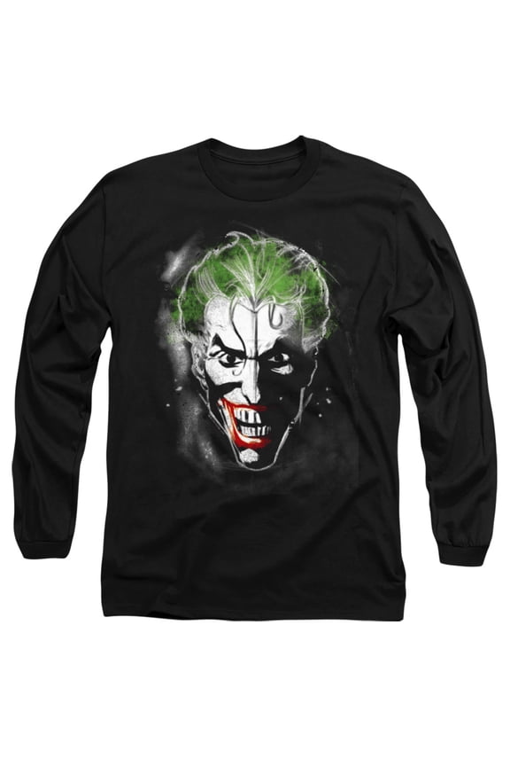 Batman Face Of Madness Long Sleeve Adult 18/1 T-Shirt Black