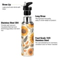 thumbnail image 3 of Yayeee 33oz Insulated Water Bottle Double Wall Stainless Steel with Flip Straw Lid, Watercolor Sunflowers and Leaves, 3 of 7