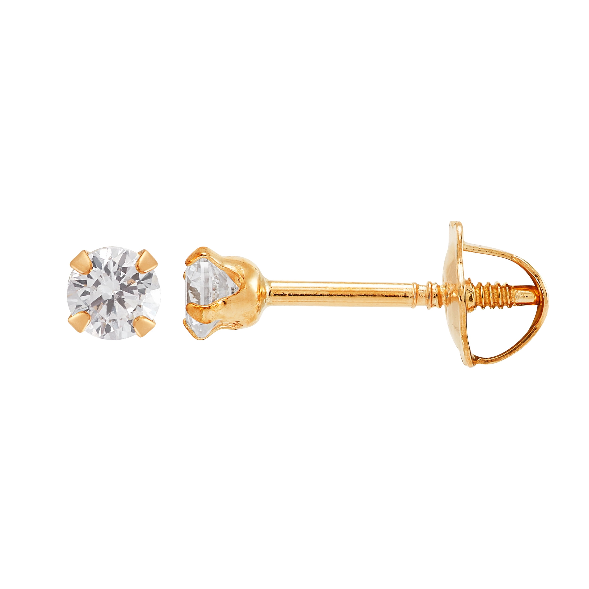 Brilliance Fine Jewelry Girls Cubic Zirconia Hoop Studs Earrings in 10K Yellow Gold