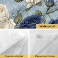 thumbnail image 5 of No Hook Shower Curtain with Snap in Liner, Pastoral Rose Vintage Floral Waterproof Fabric Bathroom Curtain Mesh Top Window, Retro Linen Watercolor Blue Shower Curtains 72x84in, 5 of 9