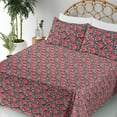 thumbnail image 3 of Ambesonne Valentine's Day Fitted & Flat Sheet with Shams 4 Pcs Set, Heart Love Zebra, Queen, Coral Charcoal Grey, 3 of 5