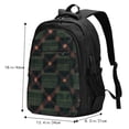 thumbnail image 2 of Travel Shoulder Computer Backpack 18 X 13.4 X 8.3in With Usb Cable And Music Jack Multi-Space Pocket Green Buffalo Plaid Check Tartan Scotland_4, 2 of 7