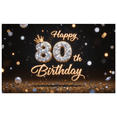 thumbnail image 2 of Decorative Design Happy 80th Birthday Banner Elegant Style Crown Decoration Backdrop for Milestone Celebration Event Decoration Holiday Party, 2 of 8