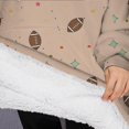 thumbnail image 3 of Oversized Wearable Blanket Hoodie,Beige Football and Stars Pattern Sherpa Blanket Hoodie with Super Pockets,Super Warm Fuzzy Pullover for Women & Men, 3 of 6