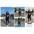 thumbnail image 4 of Akmipoem 2 Piece Sweatsuit Women Plus Cowl Neck Letter Print Trackpants Tracksuit Outfits Black 2XL, 4 of 5