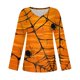 thumbnail image 4 of Blusa holgada informal de manga larga con cuello en V y estampado de calabaza de Halloween para mujer, camisa festiva para las fiestas, 4 of 5