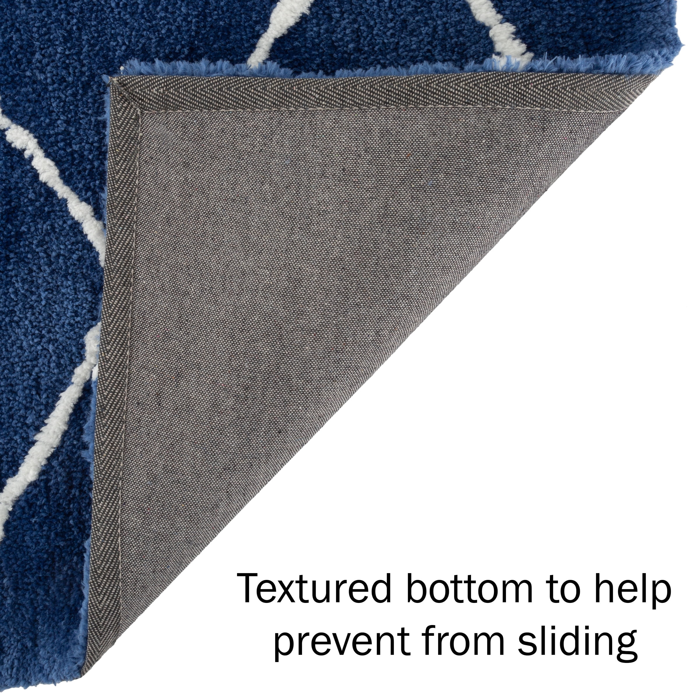 Diamond Shag Area Rug- Plush Navy & Ivory Pattern Carpet for Home, Living Room & Office by Somerset Home (8’x10’)
