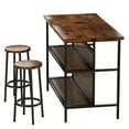 Bar Table Set for 2, HSUNNS Modern Stationary Kitchen Island Set with Seating, Counter Height