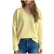 thumbnail image 2 of Suéter de cuello en V para mujer, moda Otoño Invierno, tejido, suelto, manga larga, blusa, cuello en V, suéter para mujer, 2 of 6